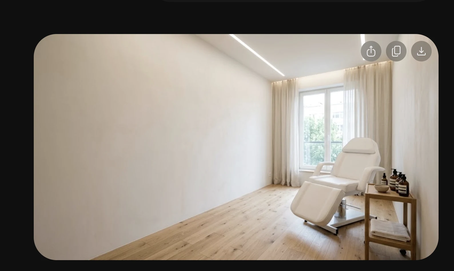 Salon beauty z nadrukiem UV — portret kobiety nakładającej szminkę, złoty rysunek konturowy na ścianie (wizualizacja AI)